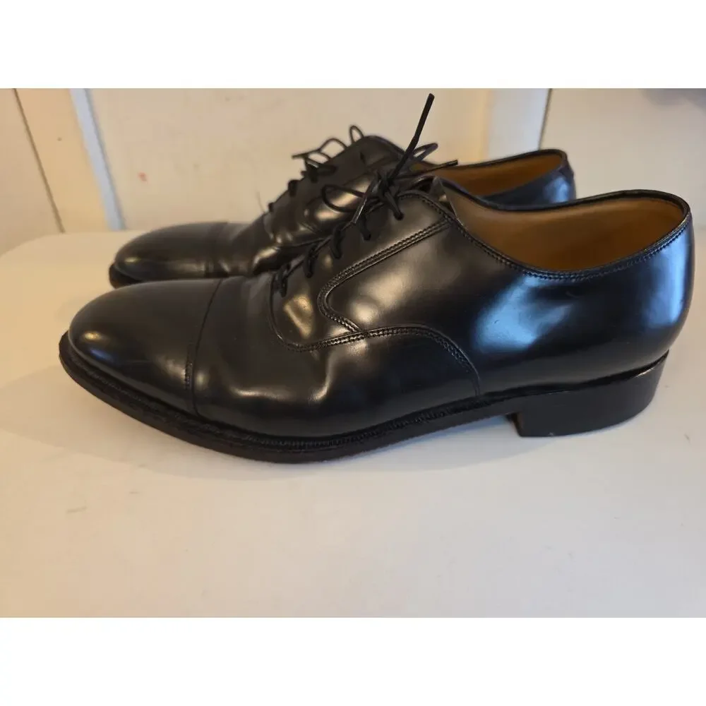 Johnston & Murphy 24-93110 Mens Black Leather Cap Toe Oxford Dress Shoes Sz 10D
